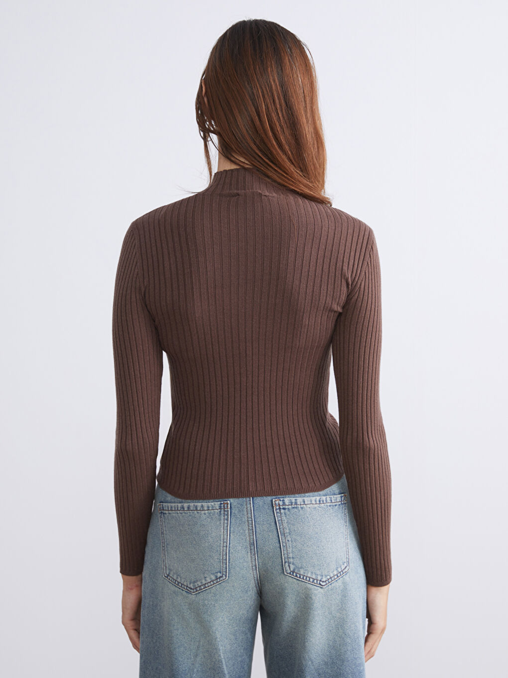 Half Turtleneck Striped Women's Knitwear Sweater-3