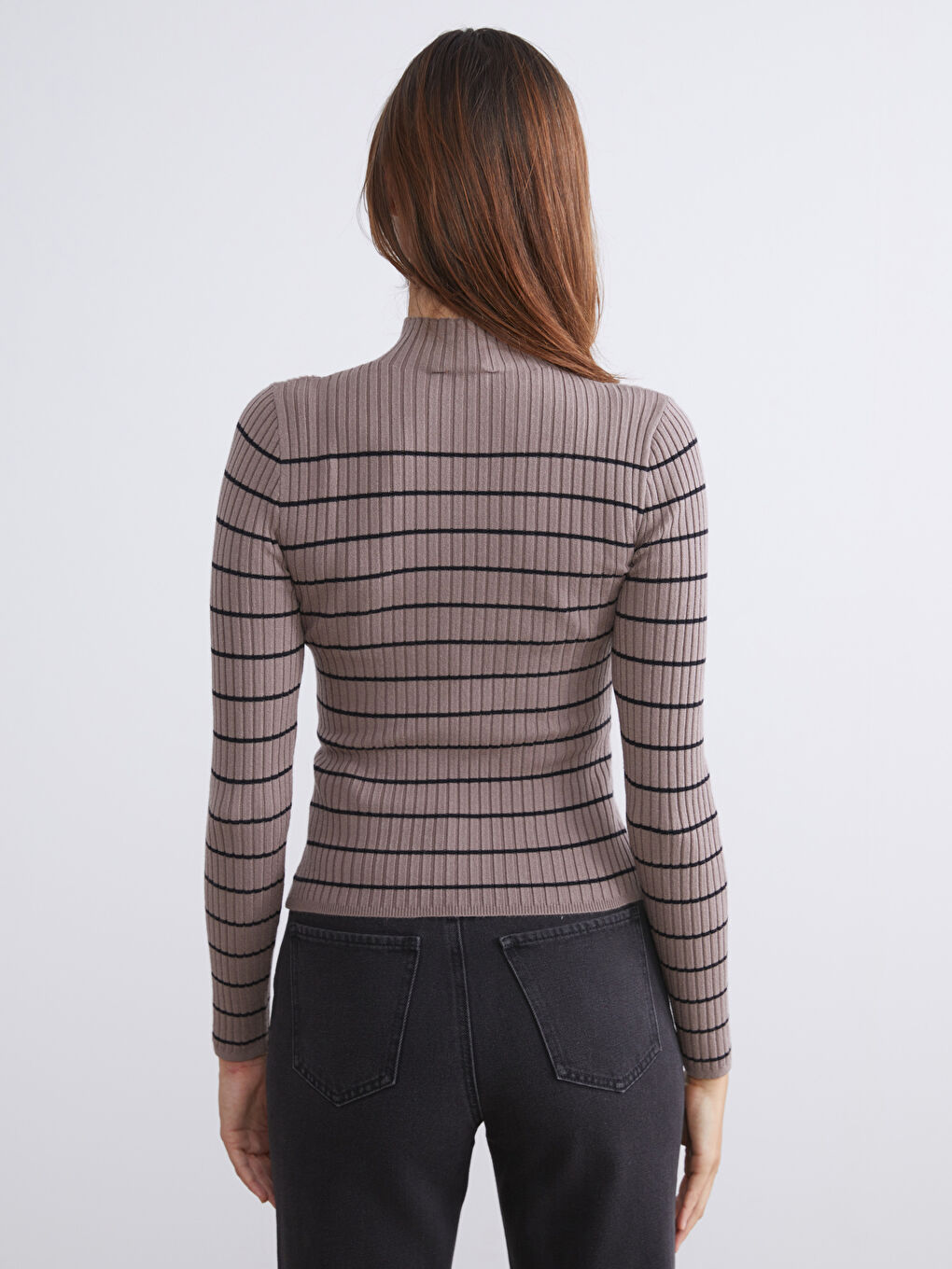 Half Turtleneck Striped Women's Knitwear Sweater-3