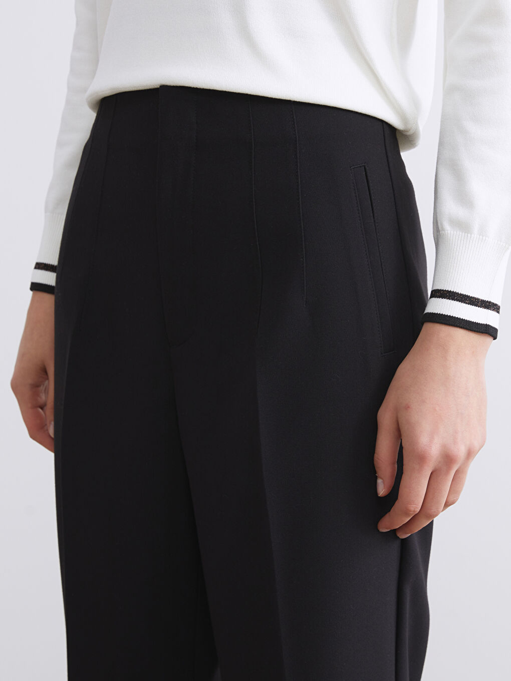 Slim Fit Flared Women's Trousers-1