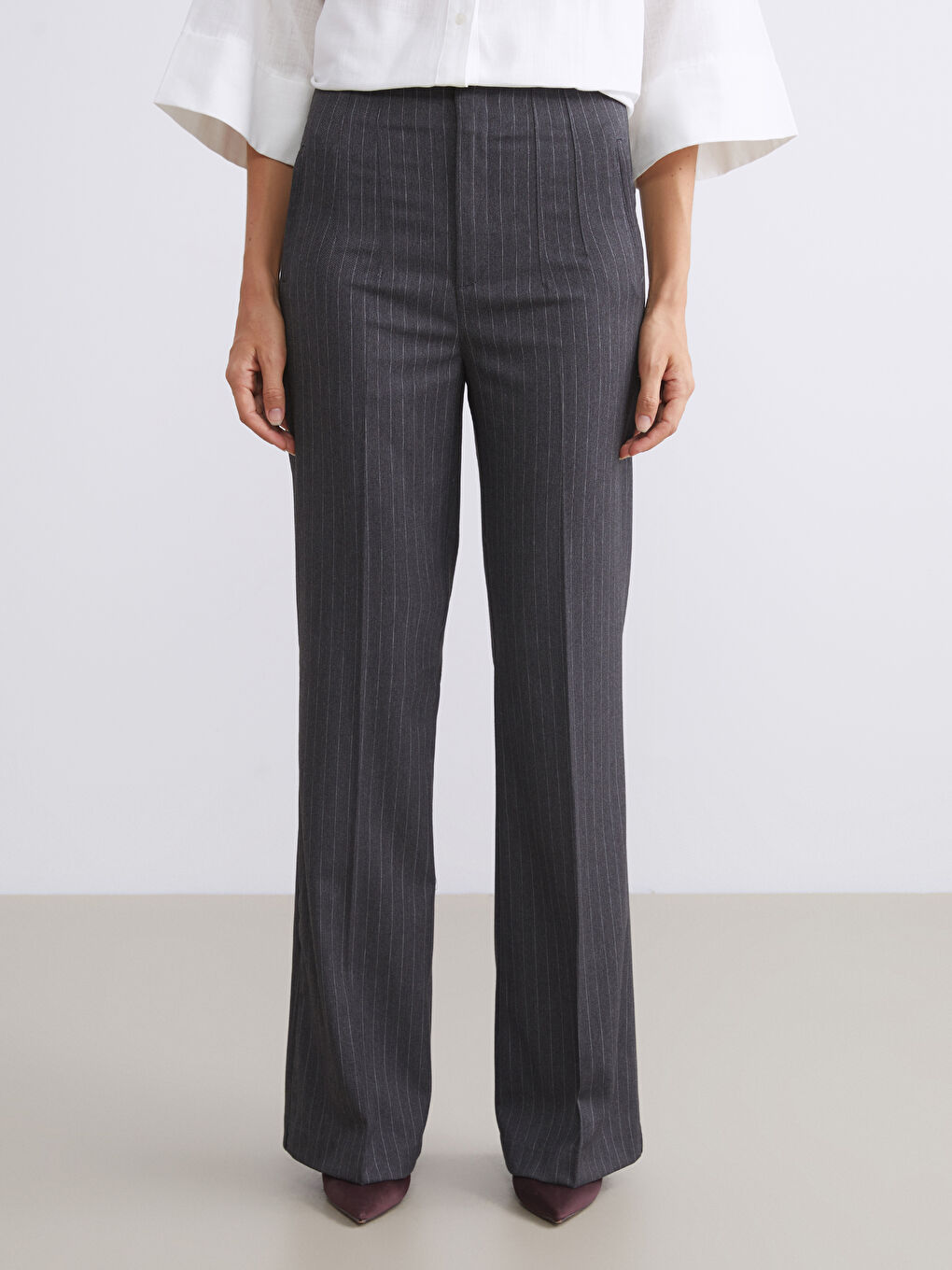 Slim Fit Striped Women's Trousers-1