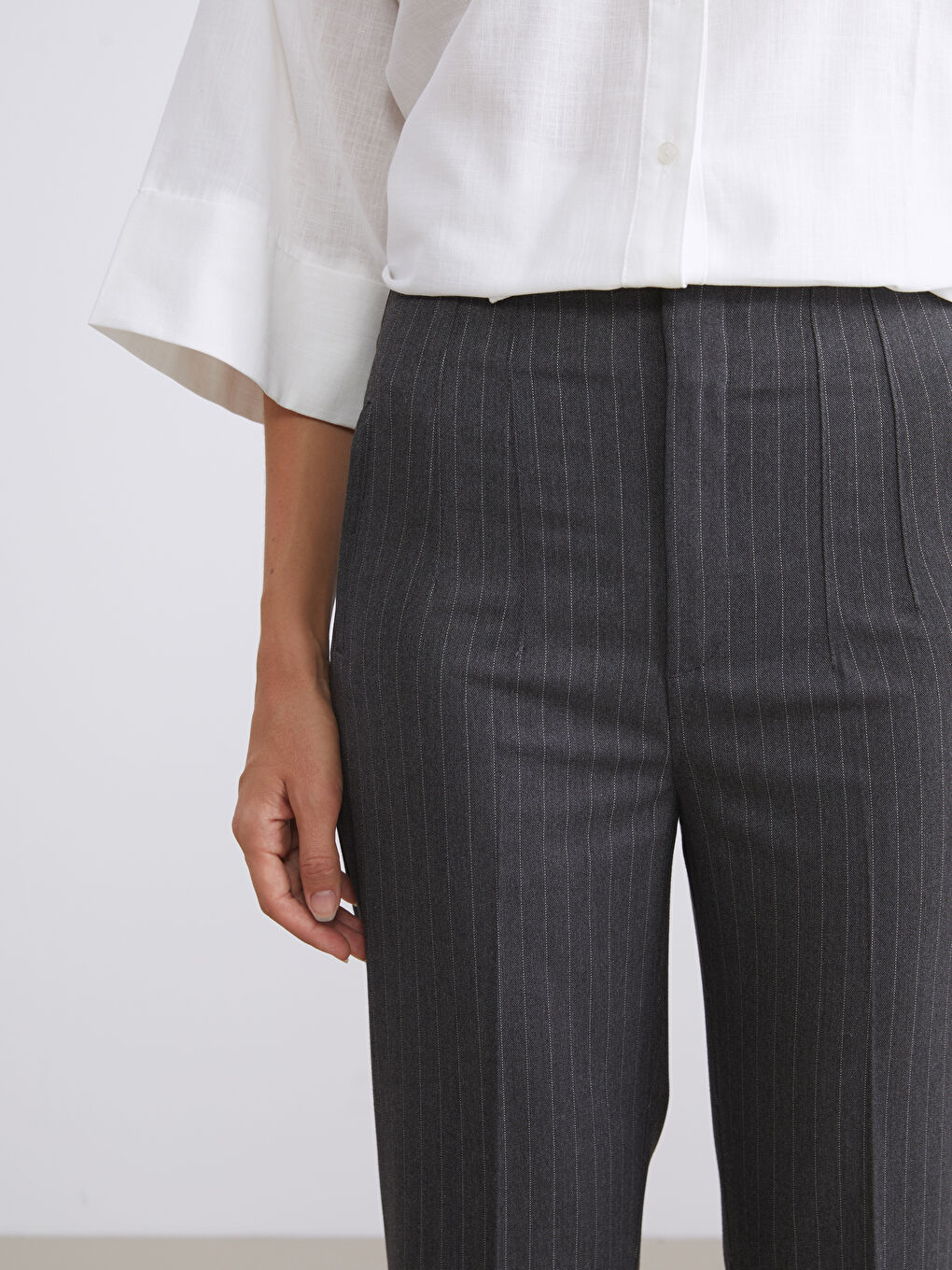 Slim Fit Striped Women's Trousers-2