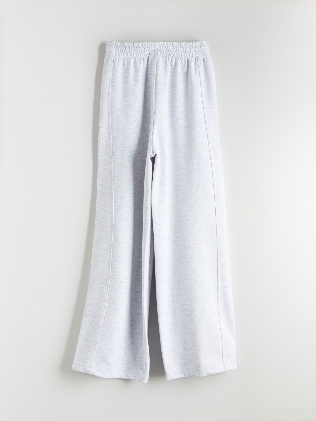 Gri Beli Lastikli Geniş Paça Kadın Eşofman Altı-5