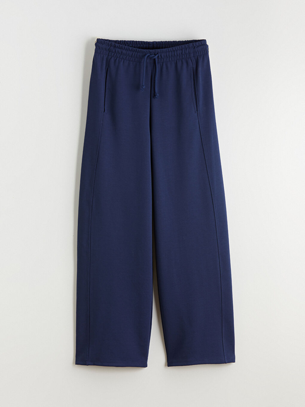 Lacivert Beli Lastikli Geniş Paça Kadın Eşofman Altı-4