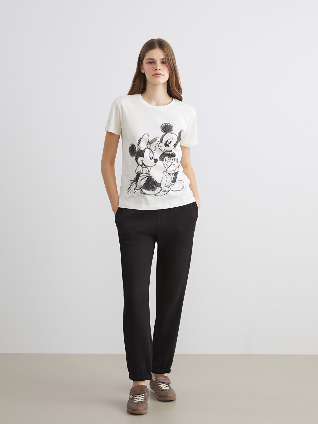 Siyah Beli Lastikli Kadın Kalın Jogger Eşofman Altı