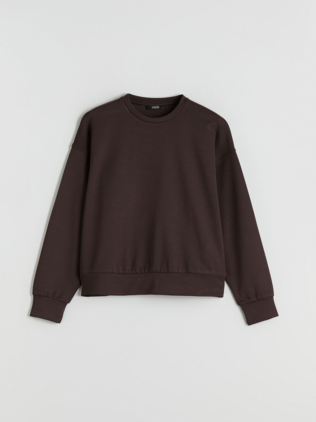 Kahverengi Bisiklet Yaka Oversize Kadın Sweatshirt-4