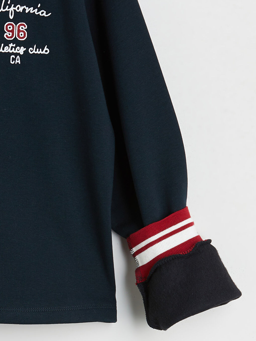 Lacivert Polo Yaka Nakışlı Kadın Kalın Sweatshirt-7