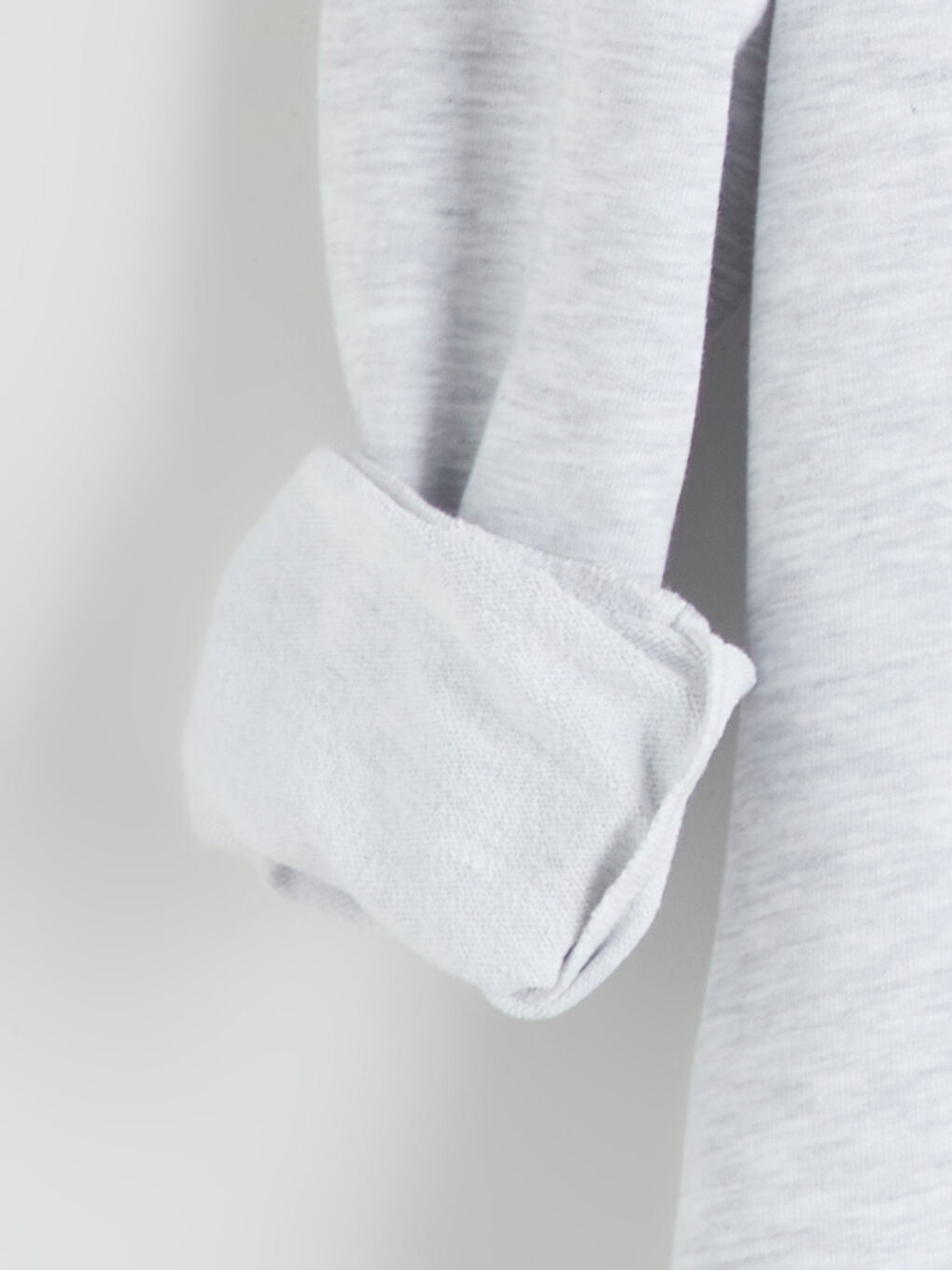 Gri Bisiklet Yaka Baskılı Oversize Kadın Sweatshirt-5