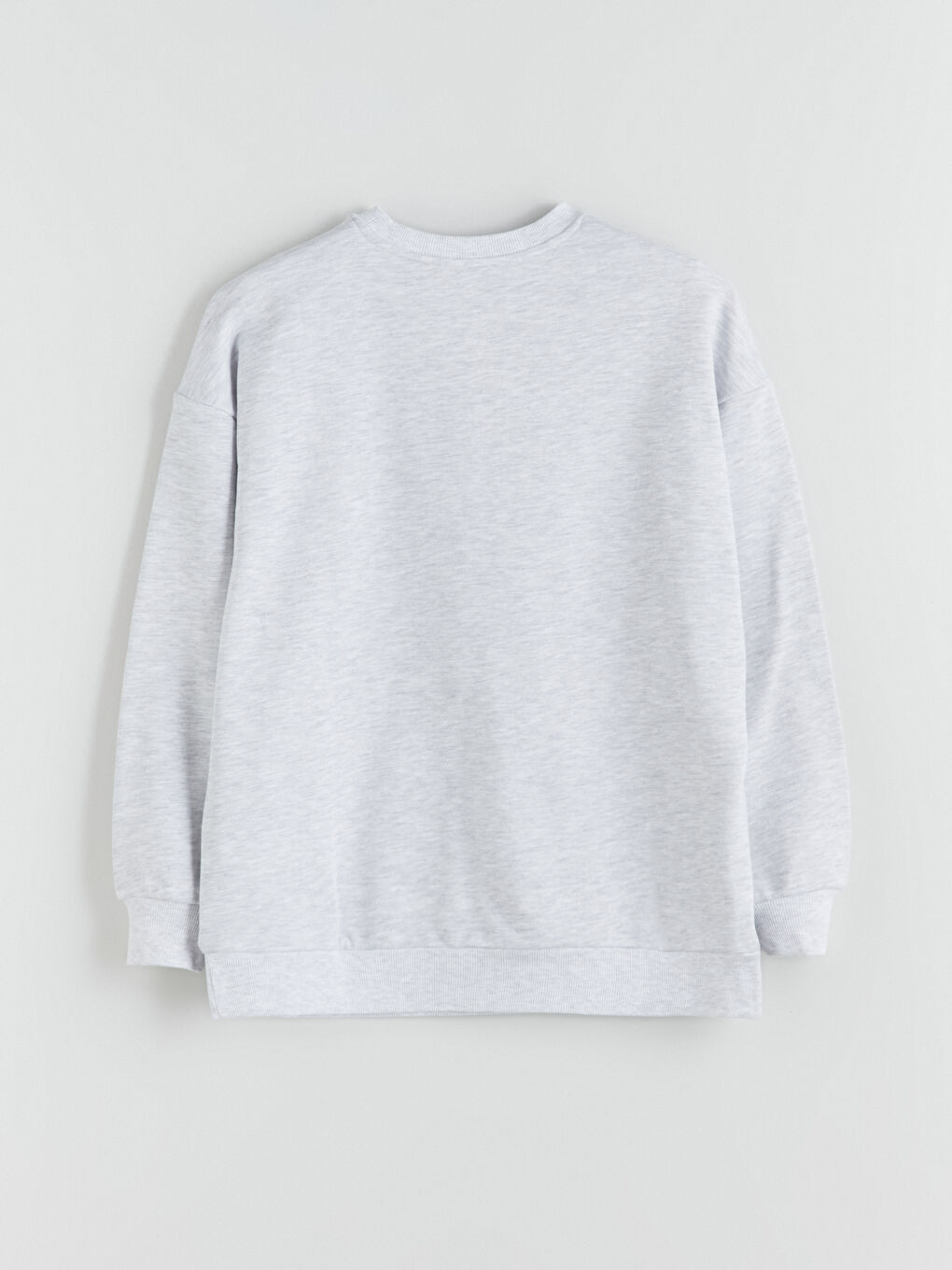 Gri Bisiklet Yaka Baskılı Oversize Kadın Sweatshirt-6