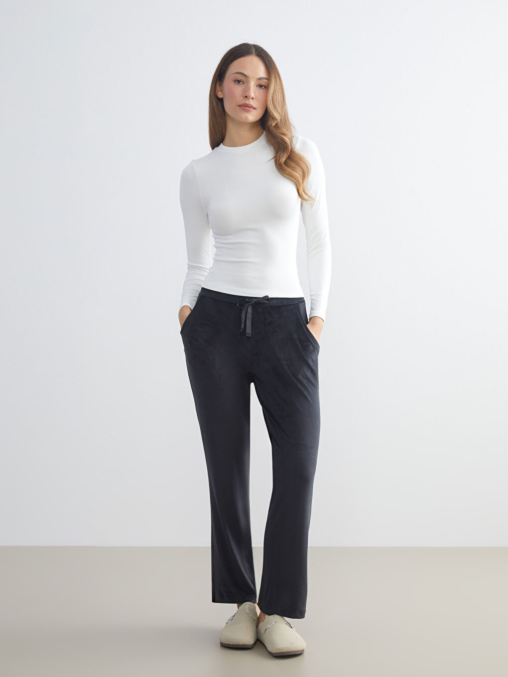 Elastic Waist Velvet Women's Pyjama Bottoms