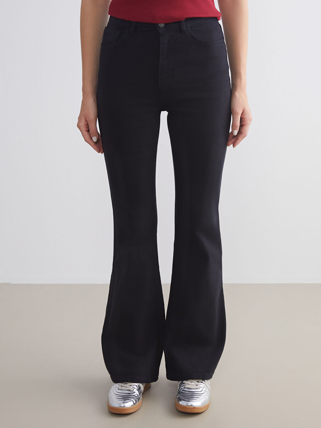 Siyah Mars Flare Kadın Jean Pantolon-1