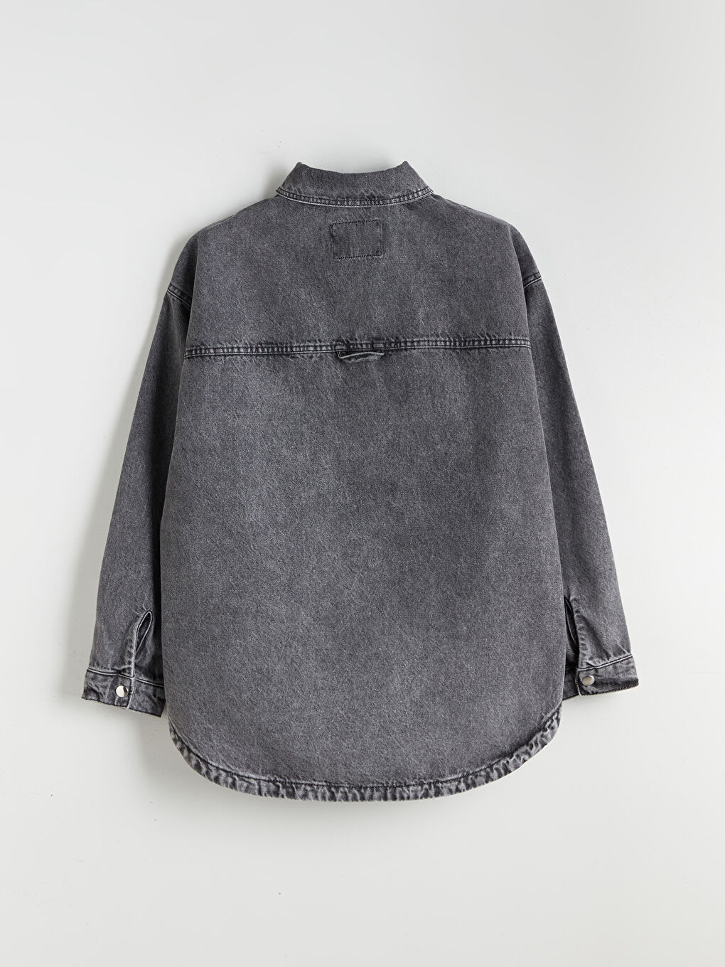 Antrasit Kadın Jean Gömlek Ceket-5