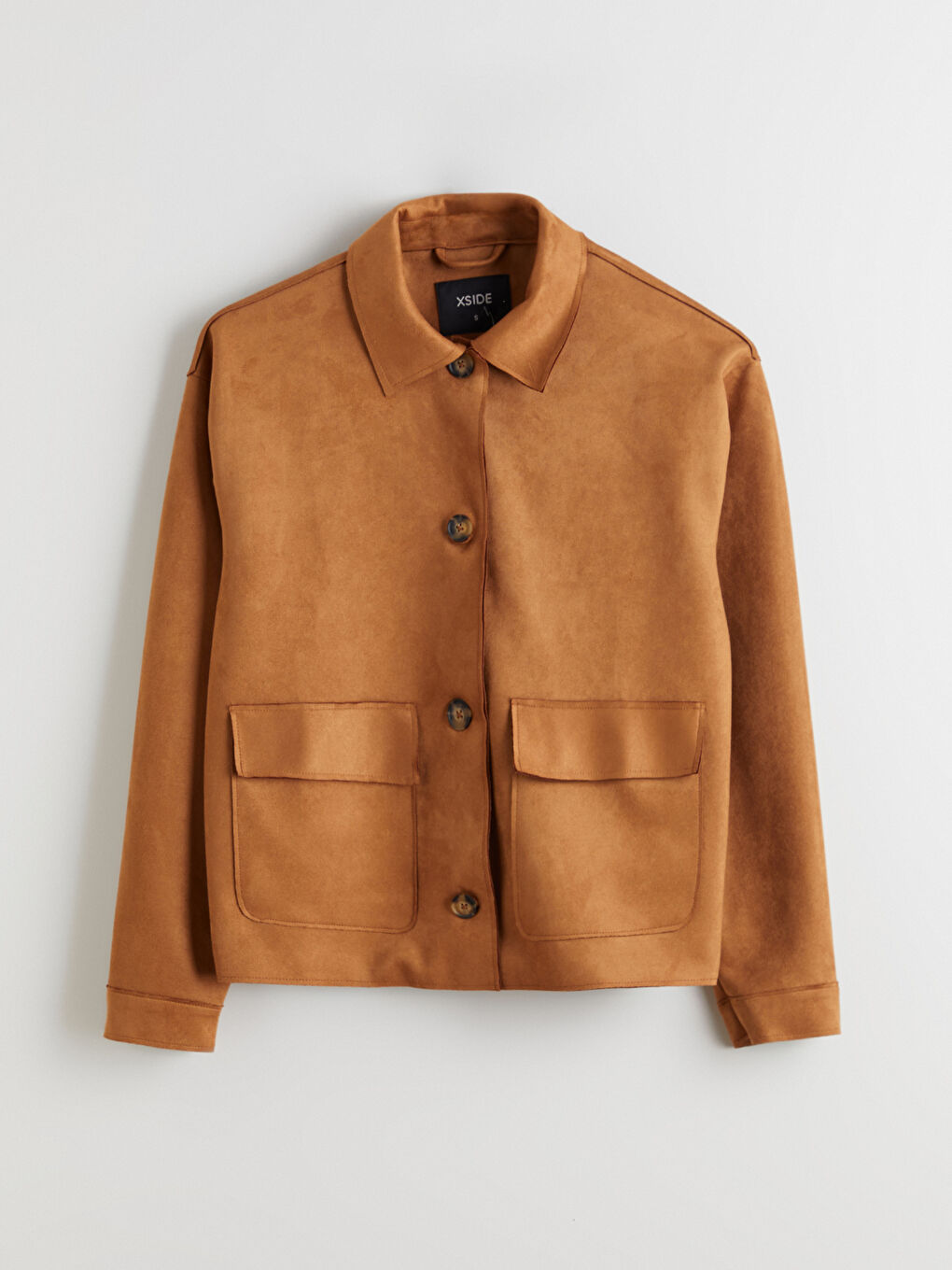 Collared Neck Women's Faux Suede Jacket-5