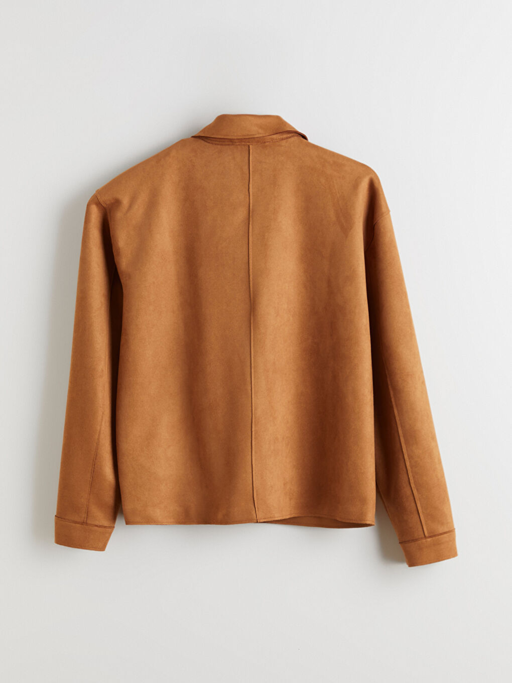 Collared Neck Women's Faux Suede Jacket-7