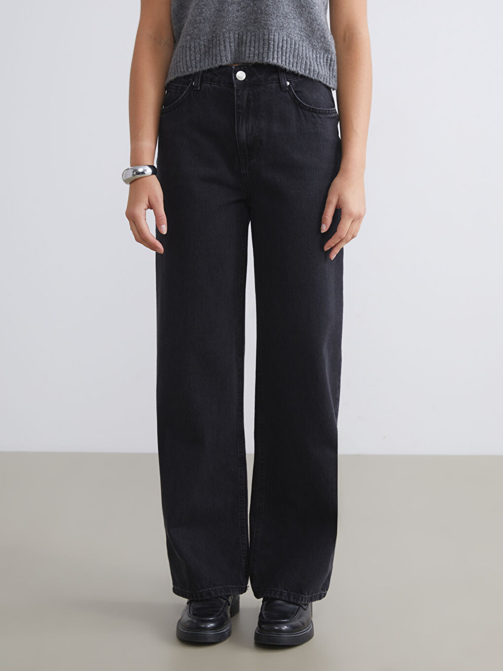 Jean Jambe Large pour Femmes-1