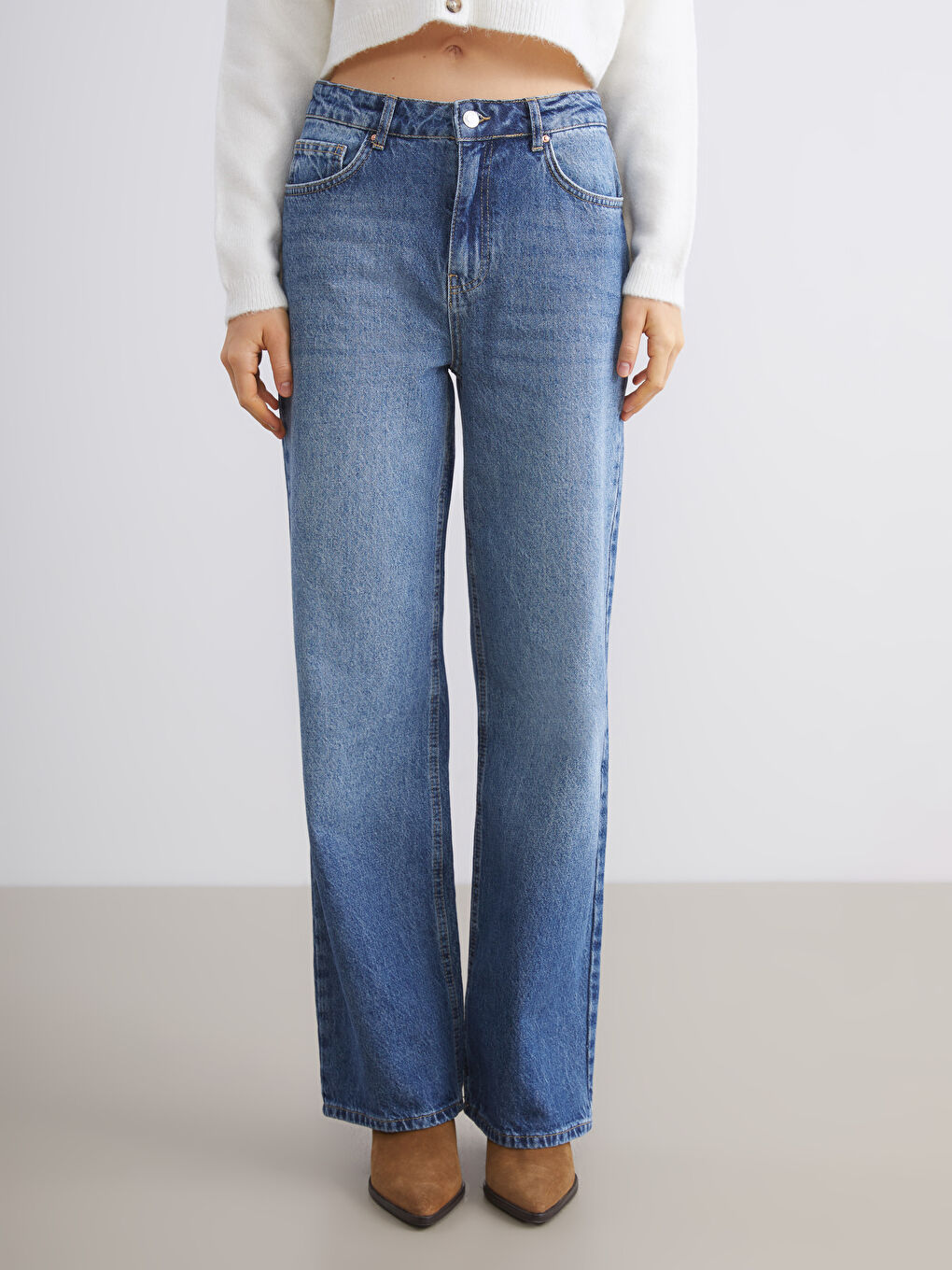 Mavi Wideleg Kadın Jean Pantolon-1
