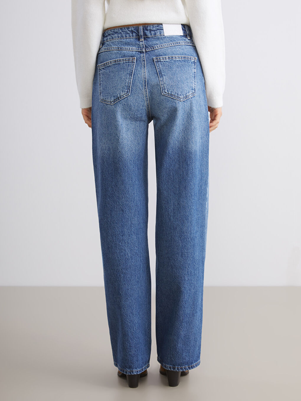 Mavi Wideleg Kadın Jean Pantolon-3