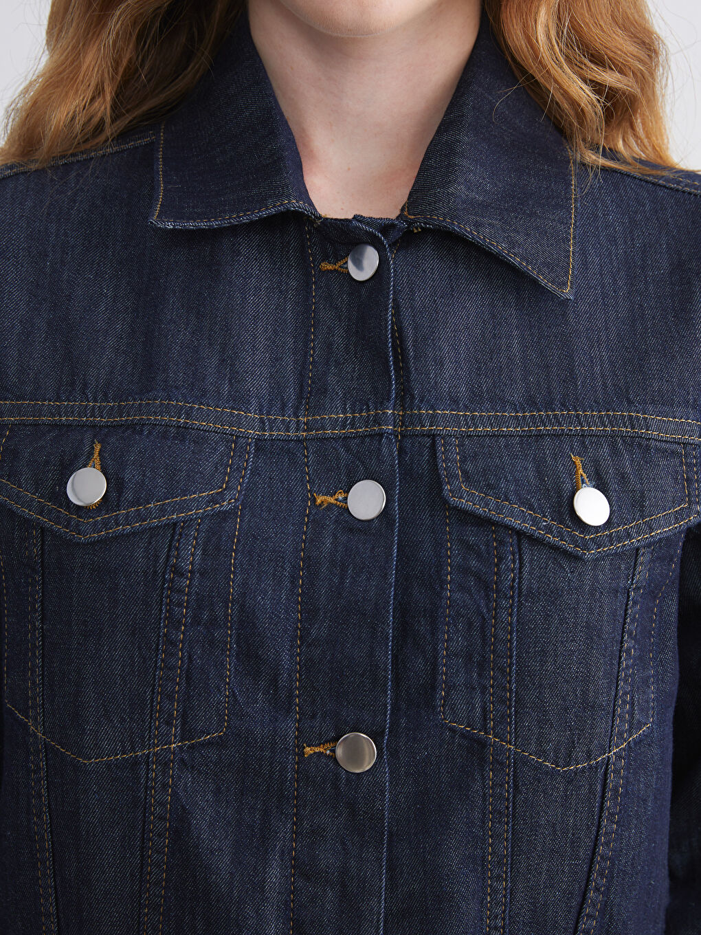 Mavi Gömlek Yaka Kadın Jean Ceket-2