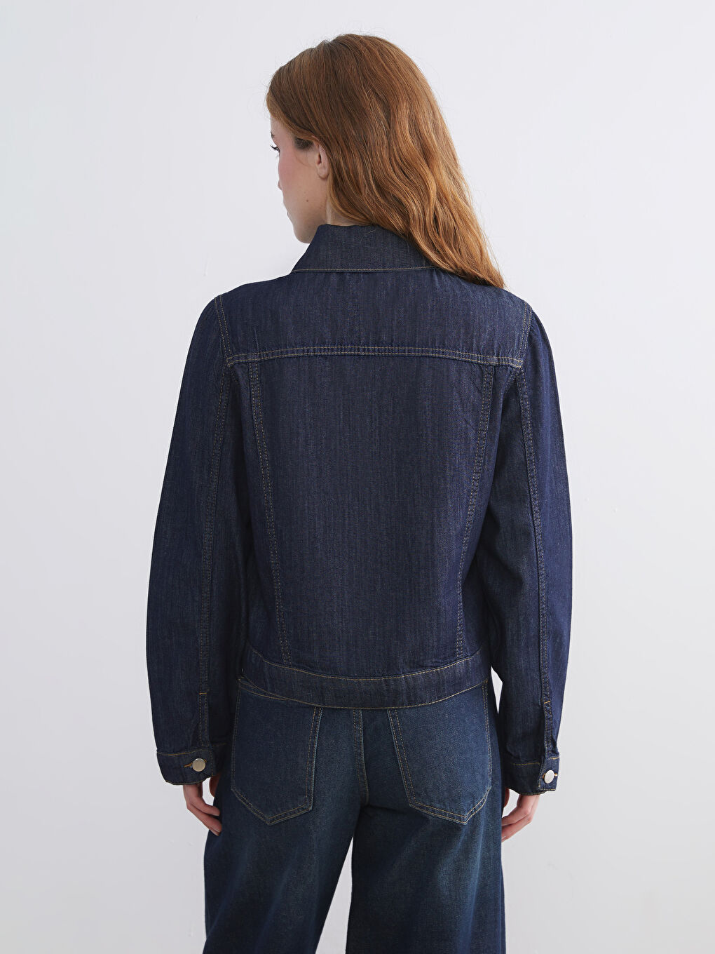 Mavi Gömlek Yaka Kadın Jean Ceket-3