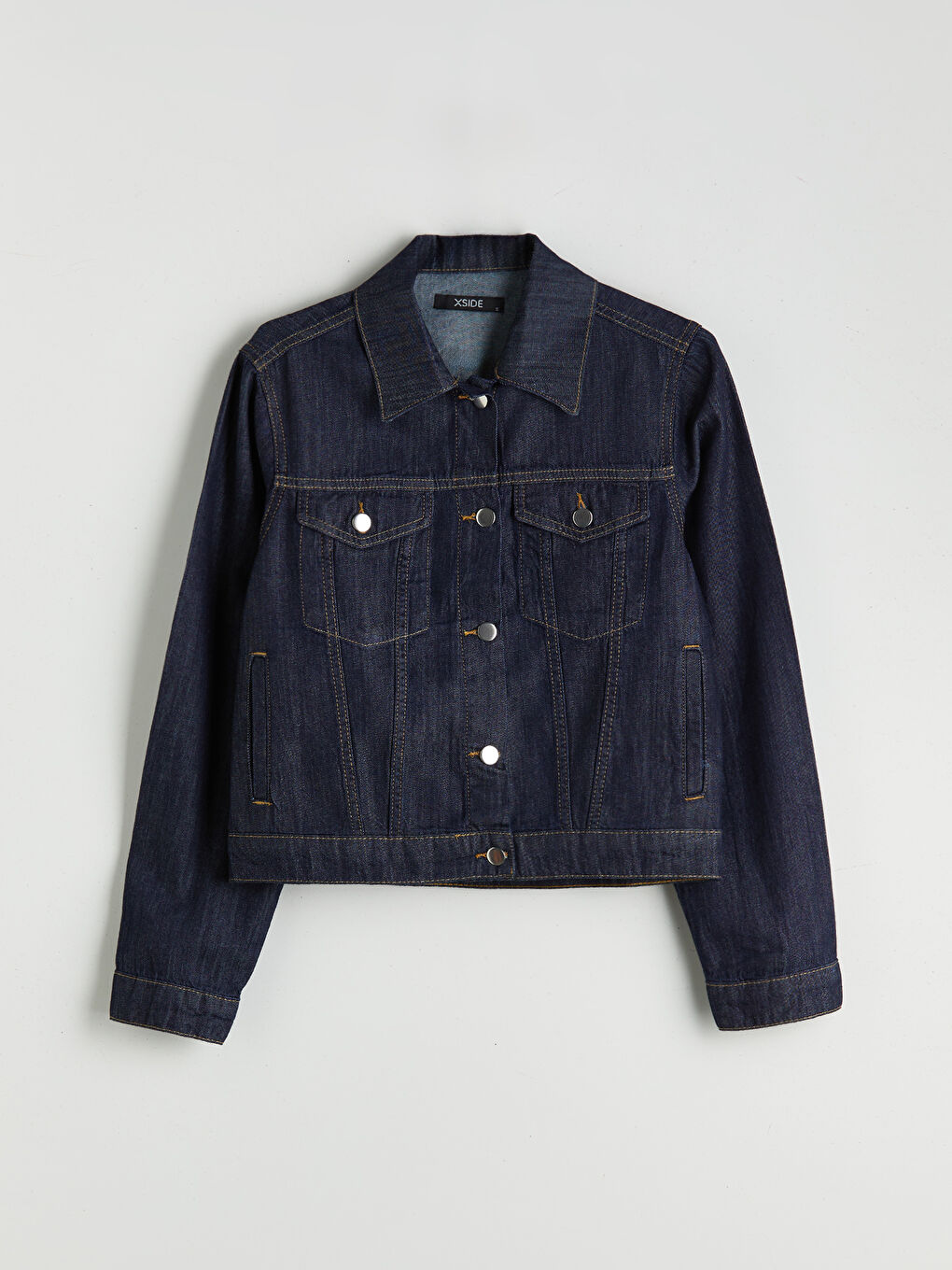 Mavi Gömlek Yaka Kadın Jean Ceket-4
