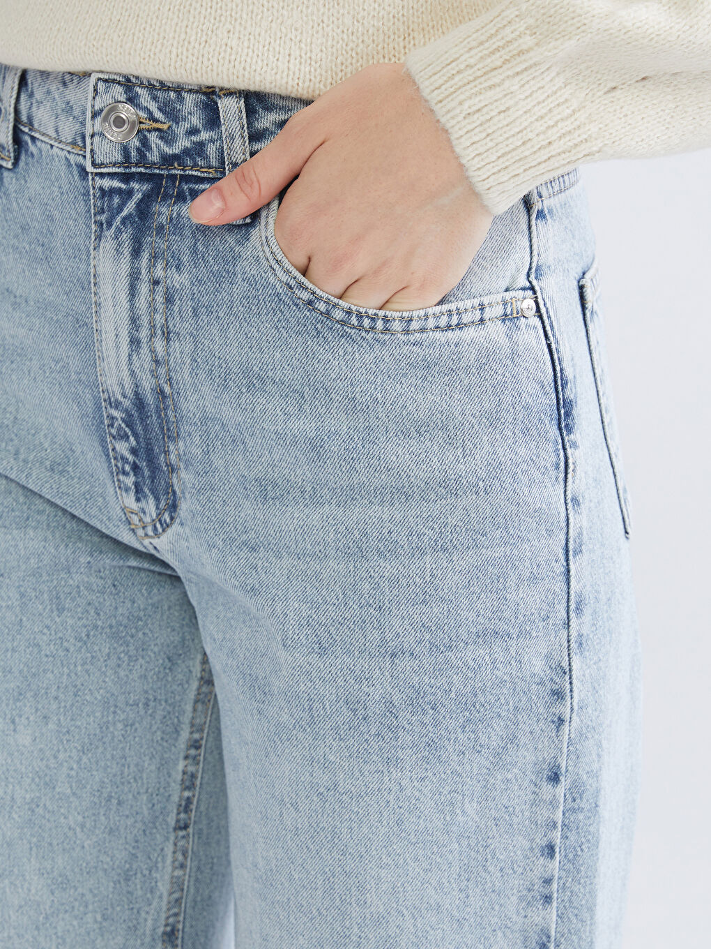 Mavi Wideleg Kadın Jean Pantolon-2