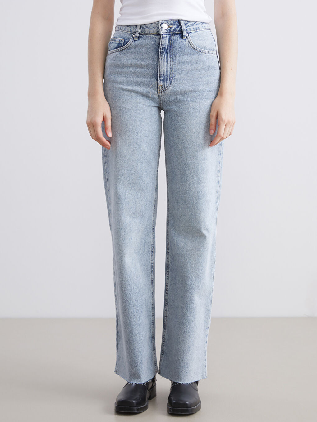 Mavi Wideleg Kadın Jean Pantolon-1