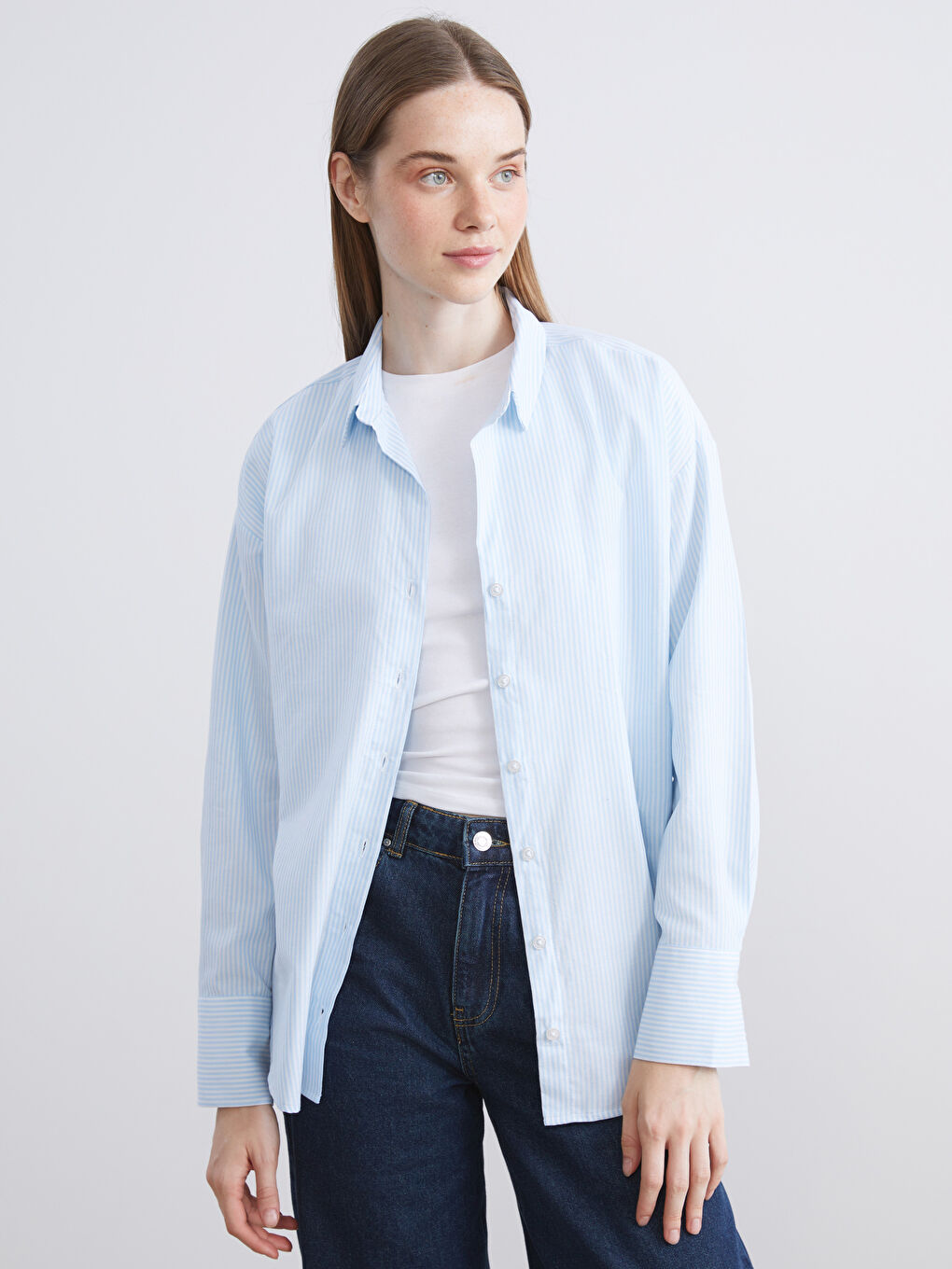 Striped Oversize Women's Shirt-1