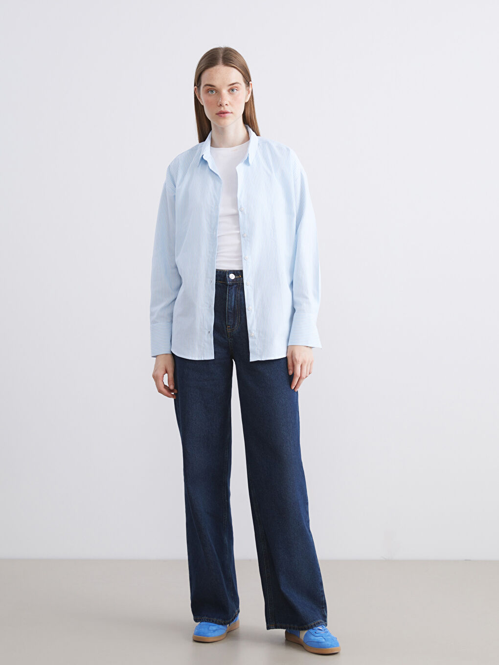 Striped Oversize Women's Shirt-2