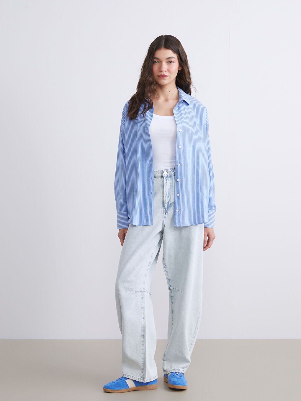 Striped Oversize Oxford Women's Shirt-2