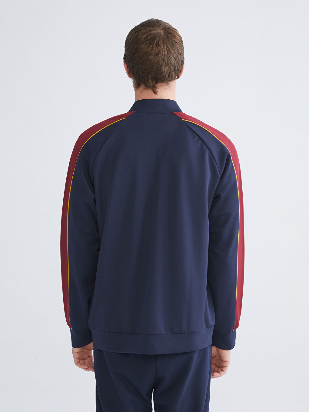 Lacivert Standart Kalıp Barcelona Baskılı Erkek Taraftar Fermuarlı Sweatshirt-3