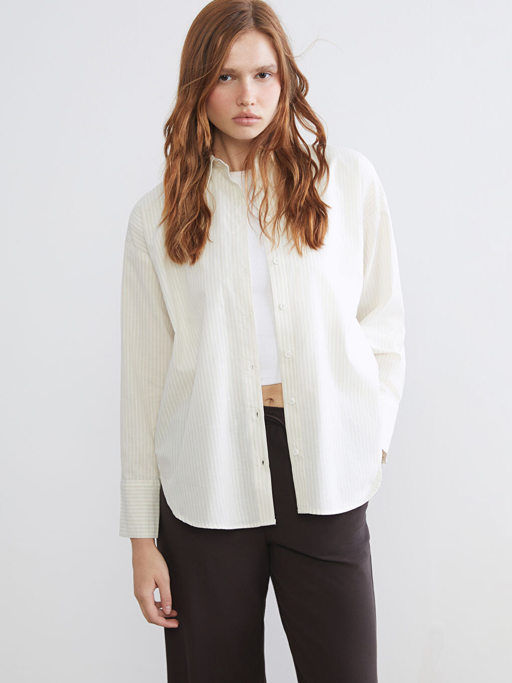 Chemise Rayée Oversize en Popeline pour Femmes