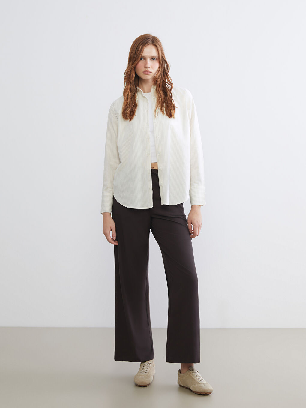 Chemise Rayée Oversize en Popeline pour Femmes-1