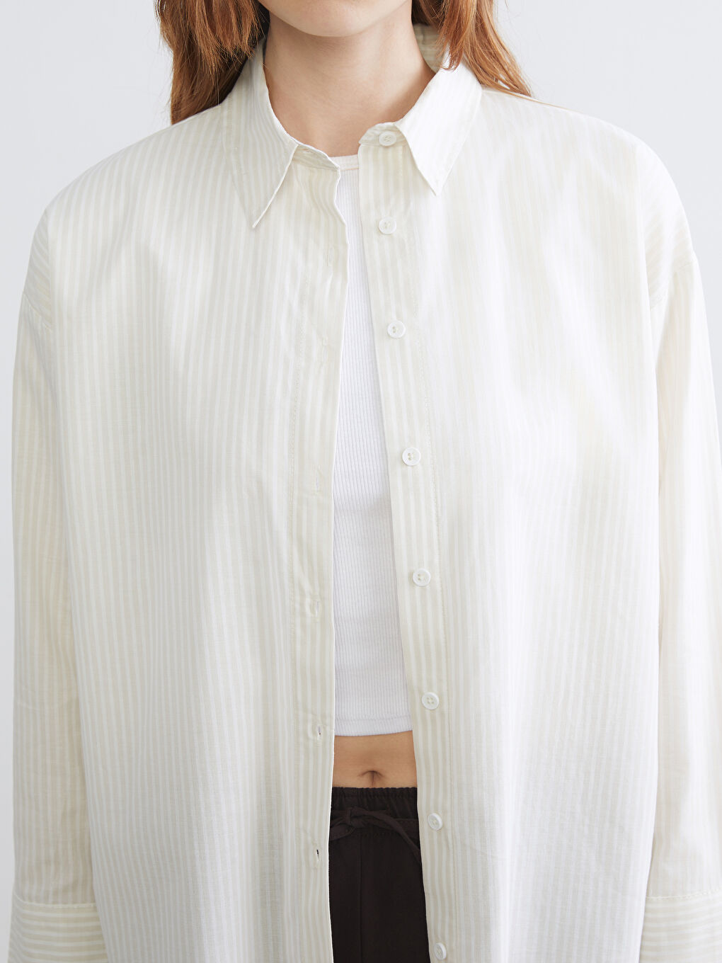 Chemise Rayée Oversize en Popeline pour Femmes-2