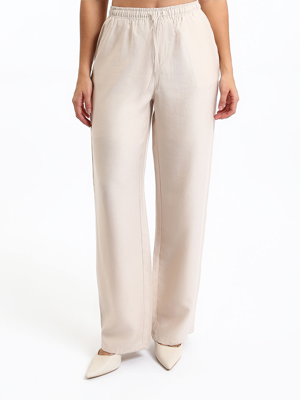 Elastic Waist Wide Leg Women's Trousers-1