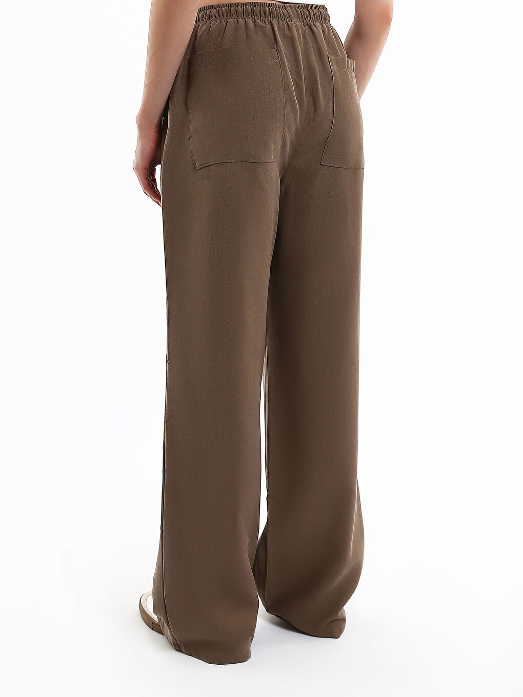 بنطلون واسع الساق بخصر مرن للسيدات-4