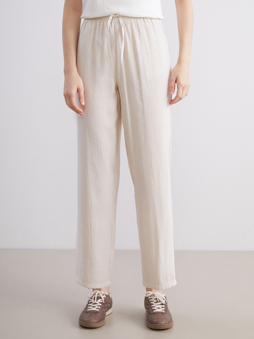 Elasticated Waist Modal Blend Women's Trousers-3