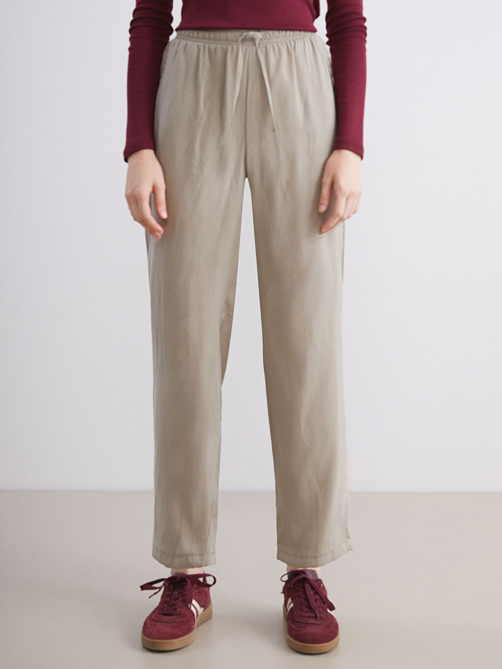 Elasticated Waist Modal Blend Women's Trousers-3