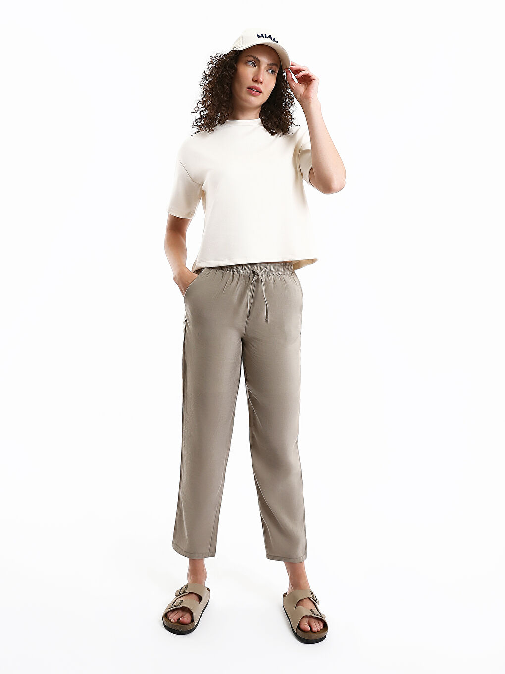 Elasticated Waist Modal Blend Women's Trousers-1