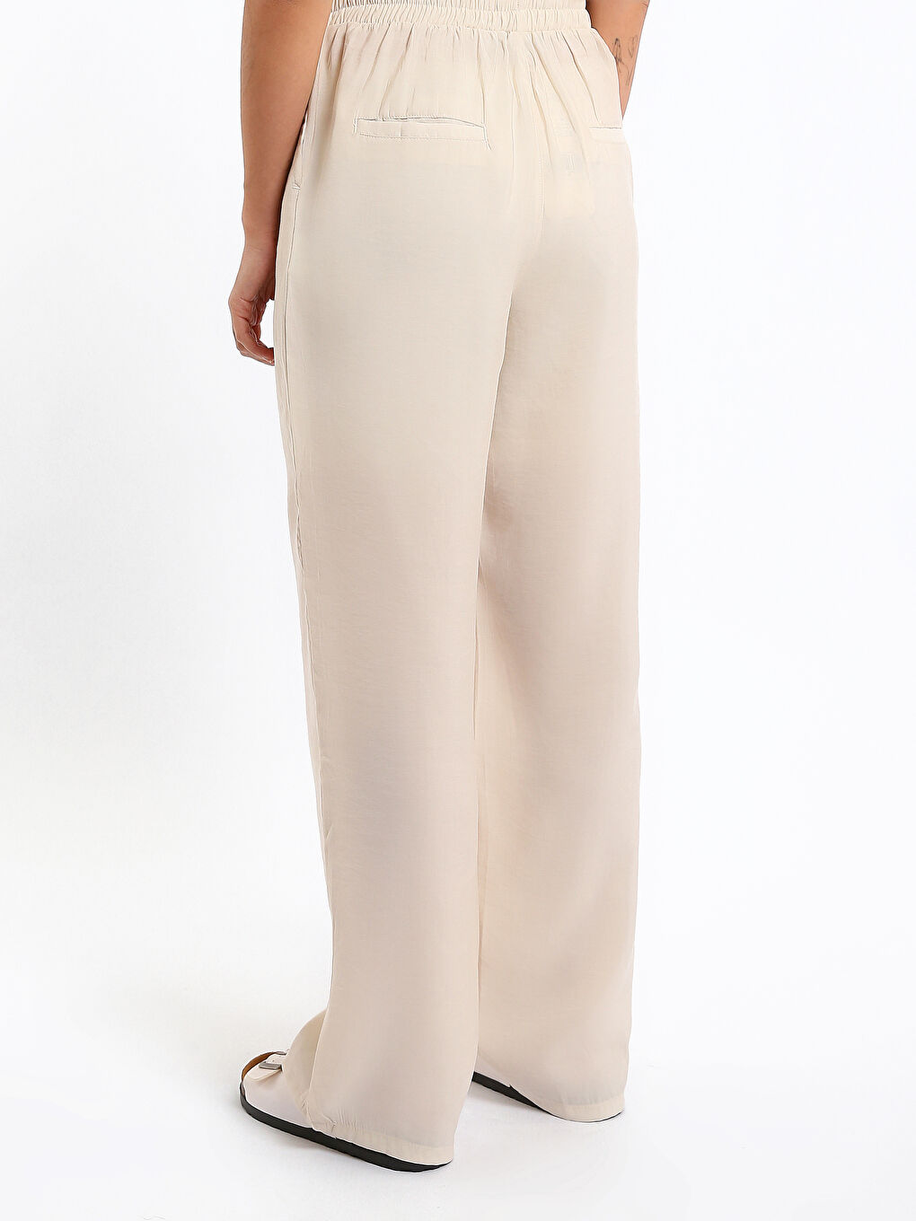 بنطلون واسع الساق بخصر مرن للسيدات-4