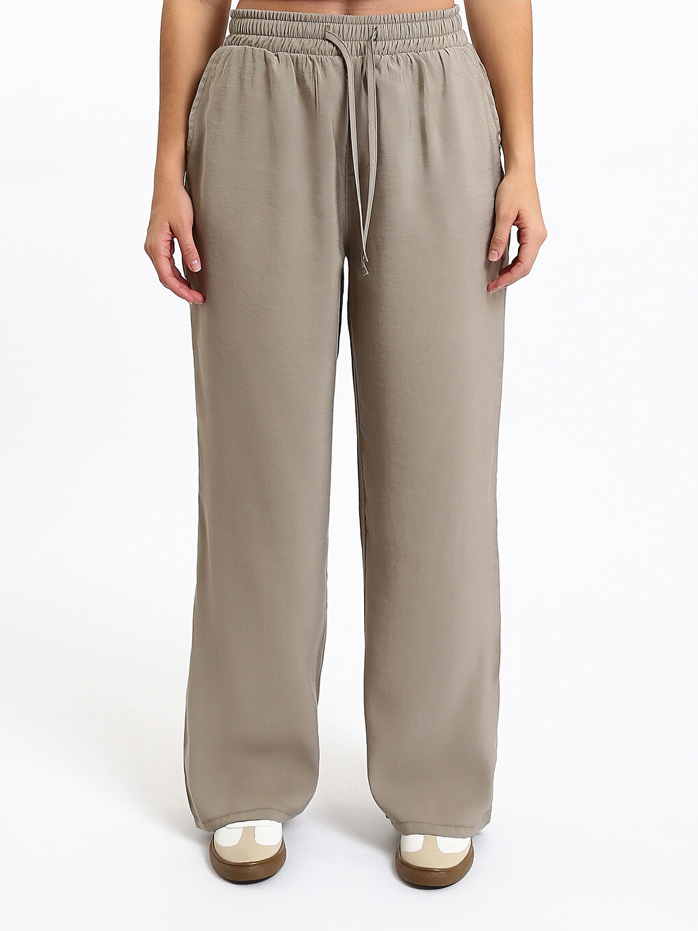 بنطلون واسع الساق بخصر مرن للسيدات-1