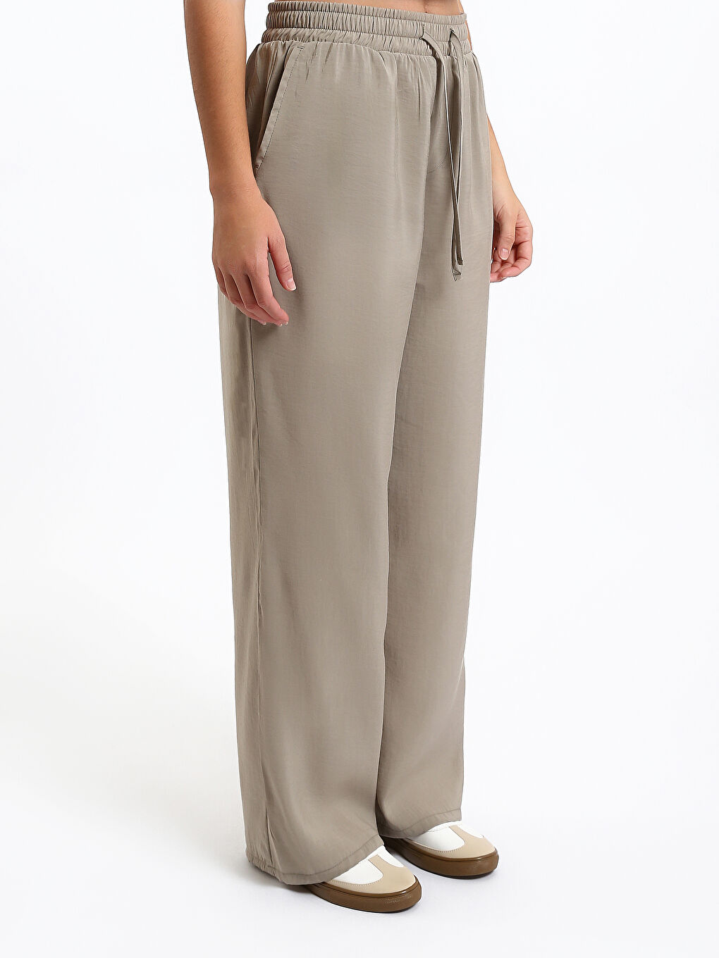 بنطلون واسع الساق بخصر مرن للسيدات-3