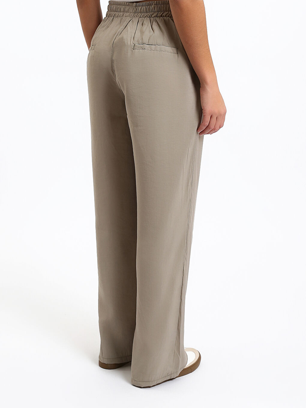 بنطلون واسع الساق بخصر مرن للسيدات-4
