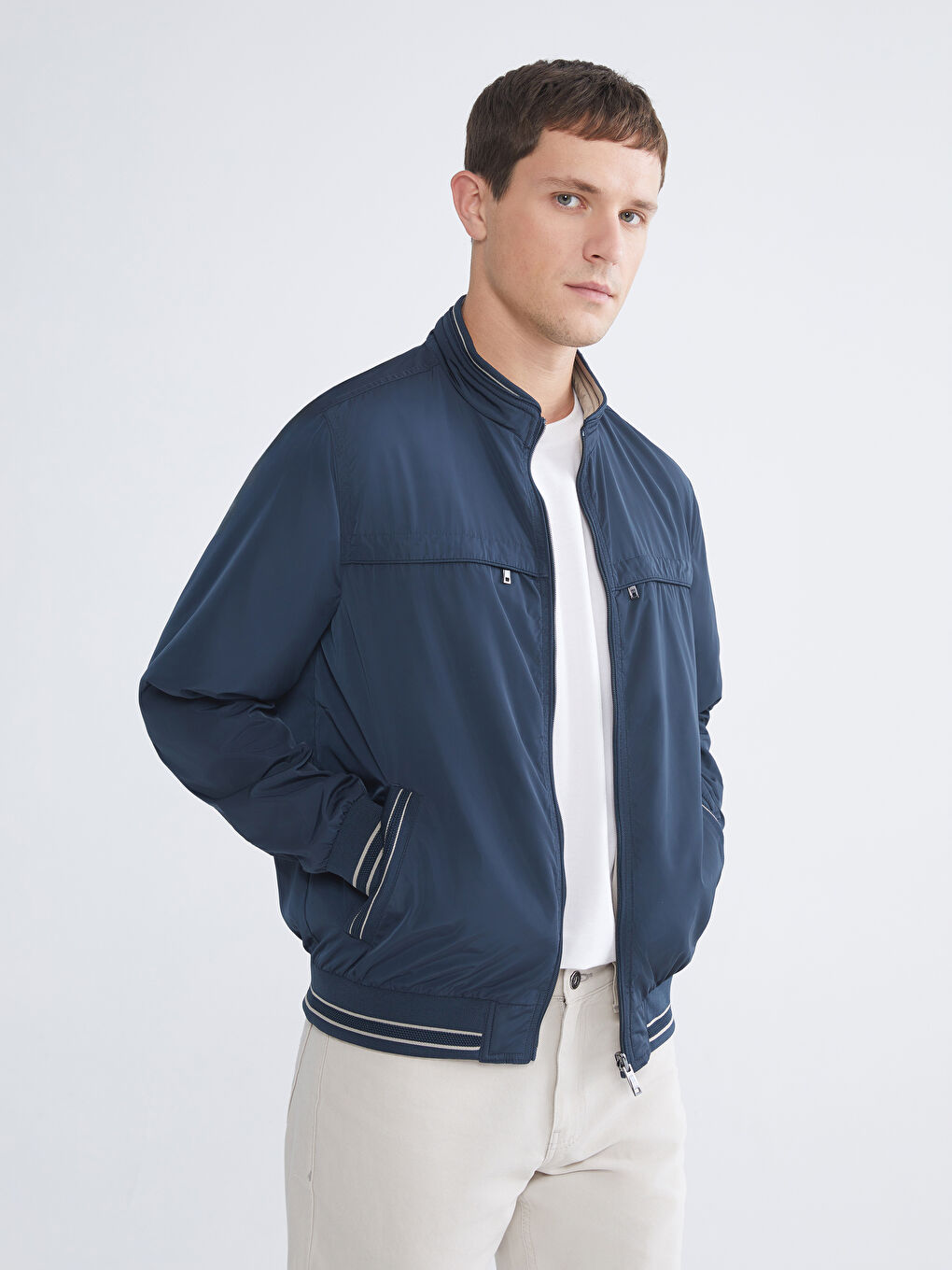 Regular Fit Funnel Neck Double Sided Men's Jacket-1