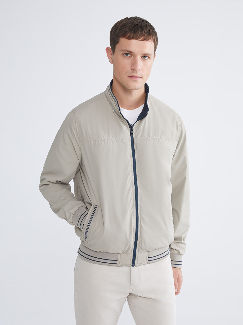 Regular Fit Funnel Neck Double Sided Men's Jacket-2