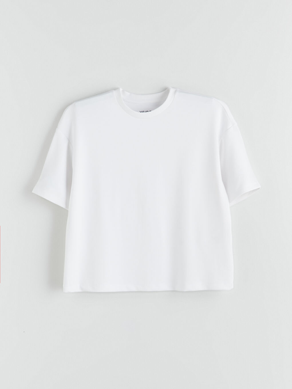 Beyaz Bisiklet Yaka Oversize Kadın Tişört-8