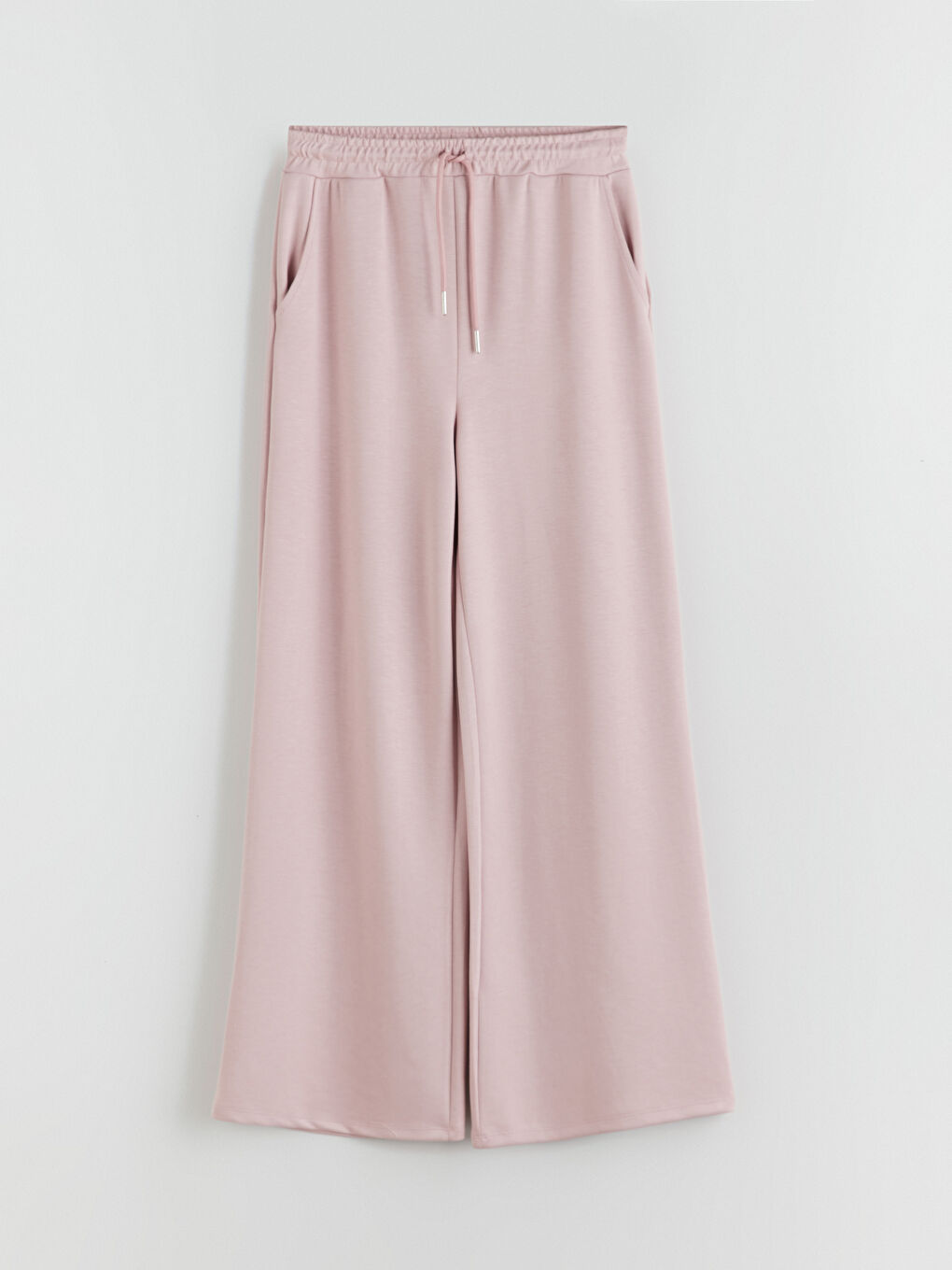 Pembe Beli Lastikli Geniş Paça Kadın Eşofman Altı-5