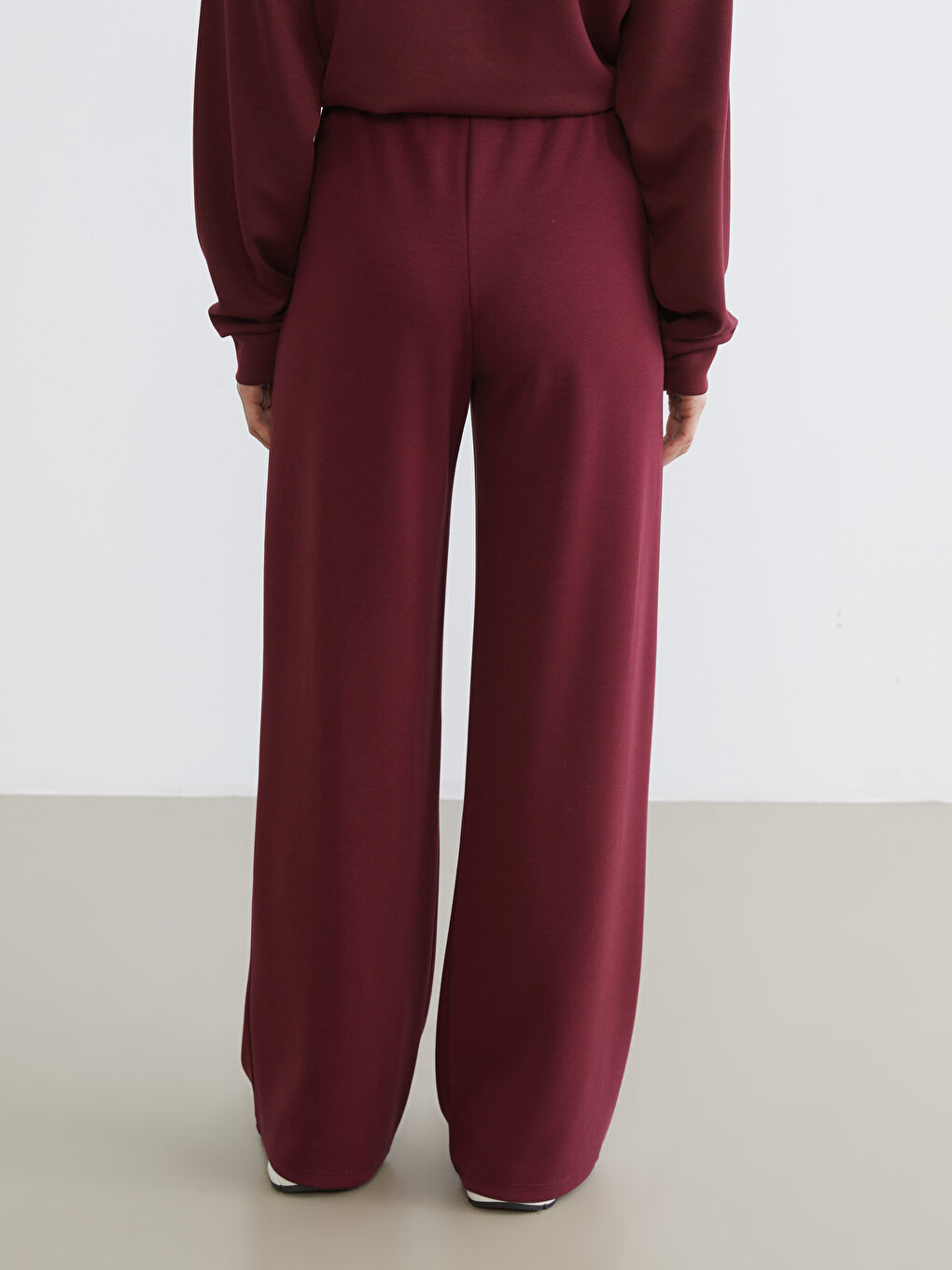 Bordo Beli Lastikli Kadın Eşofman Altı-6