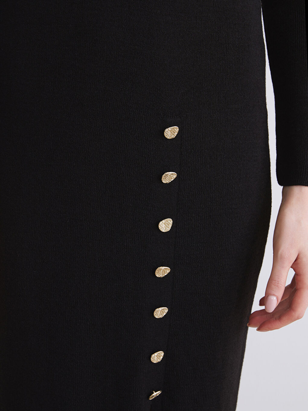 Siyah Yarım Balıkçı Yaka Triko Elbise-2