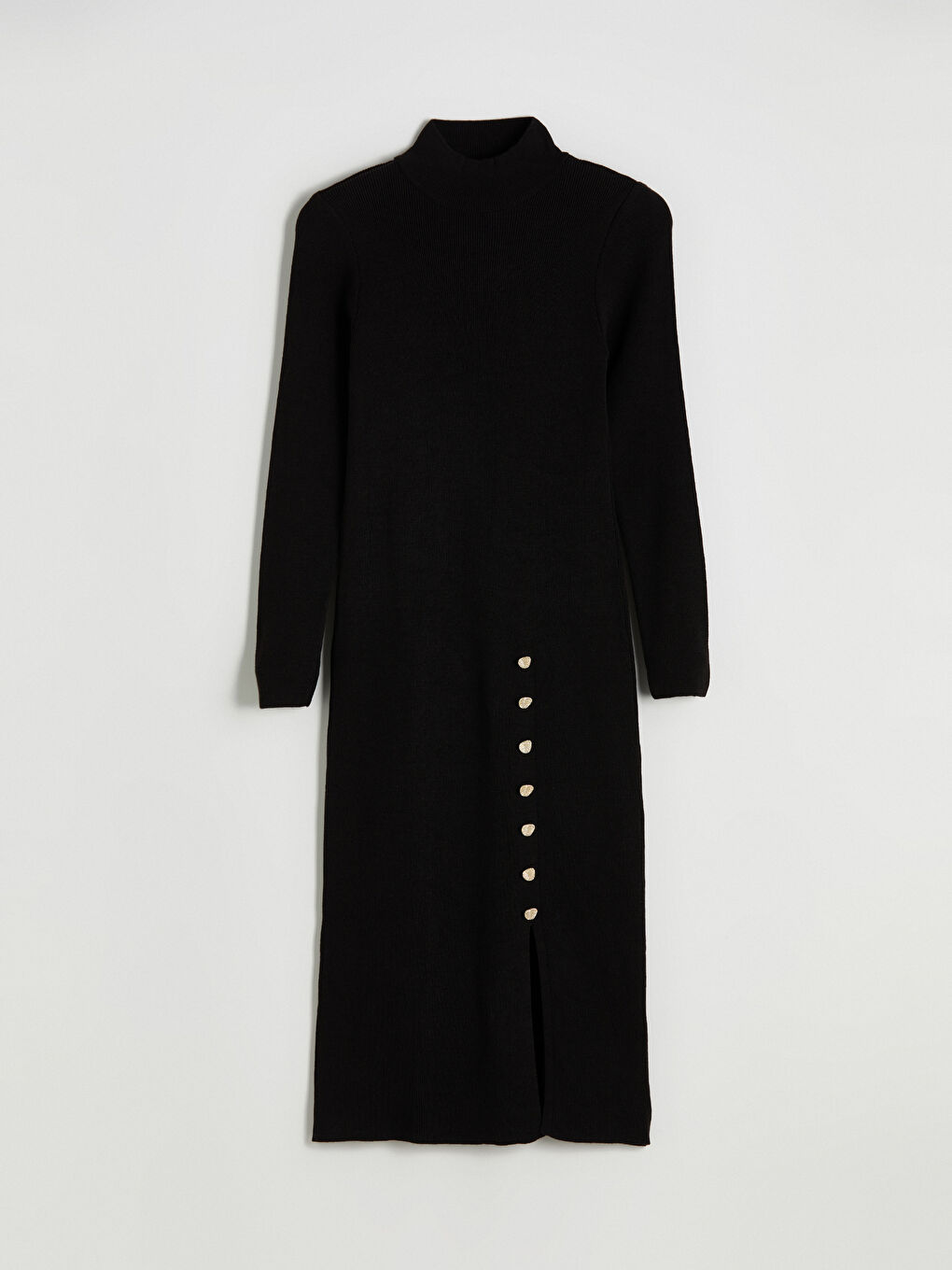 Siyah Yarım Balıkçı Yaka Triko Elbise-4