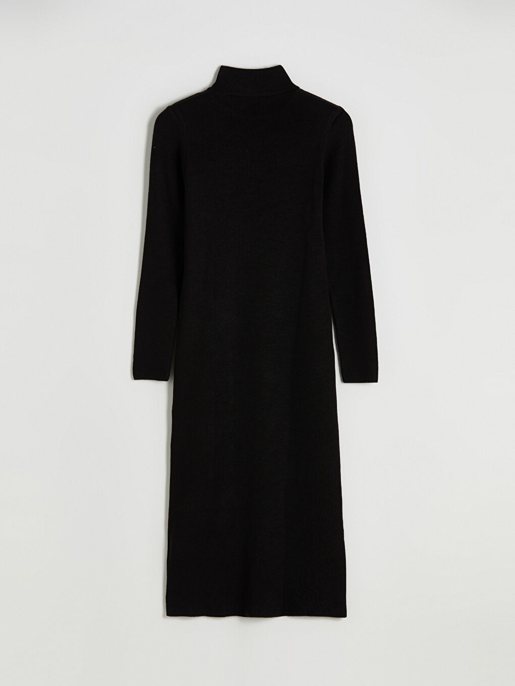 Siyah Yarım Balıkçı Yaka Triko Elbise-5