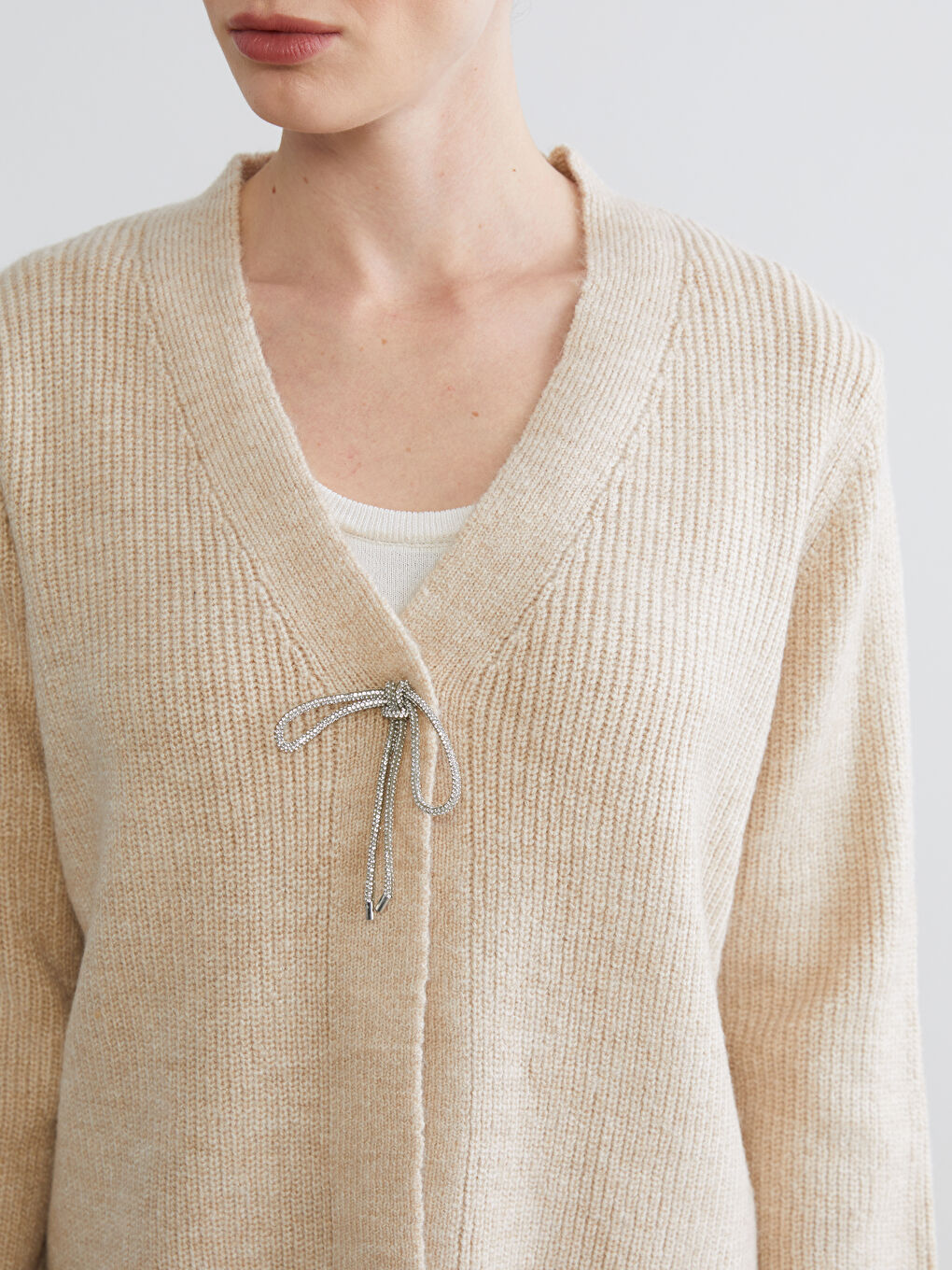 V Neck Women's Knitwear Cardigan-2